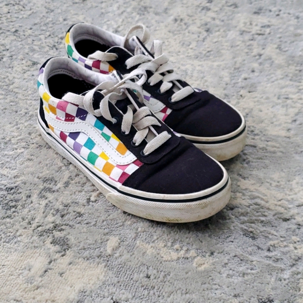 Black Vans with colored checks ✔